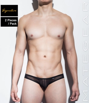 2pc/Pack Sexy Men's Underwear Mini Squarecut Trunks - Ran Kwang (Flat Front / Reduced Sides) (Soft Thin Mesh Signature Series)