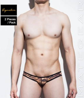 2pc/Pack Sexy Men's Underwear Mini Squarecut Trunks - Ran Kwang (Flat Front / Reduced Sides) (Thin Nylon Special Fabric Signature Series)