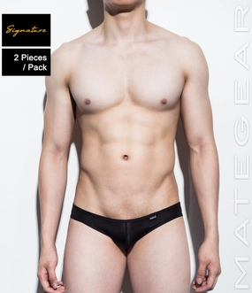 2pc/Pack Sexy Men's Underwear Mini Squarecut Trunks - Ran Kwang (Flat Front / Reduced Sides) (Ultra Thin Nylon Signature Series)