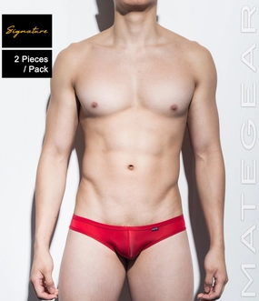 2pc/Pack Sexy Men's Underwear Mini Squarecut Trunks - Ran Kwang (Flat Front / Reduced Sides) (Ultra Thin Nylon Signature Series II)