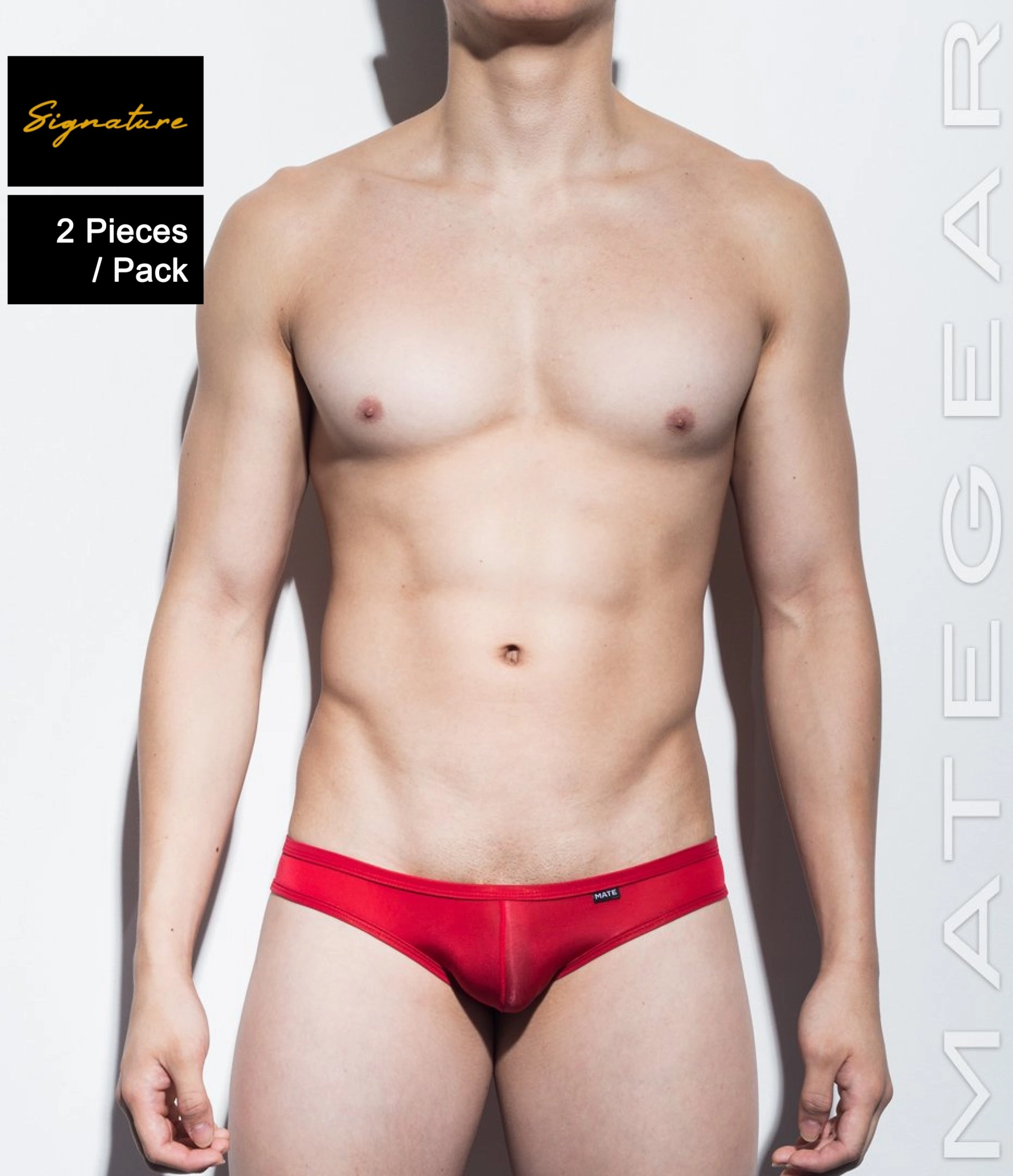 2pc/Pack Sexy Men's Underwear Mini Squarecut Trunks - Ran Kwang (Flat Front / Reduced Sides) (Ultra Thin Nylon Signature Series II)