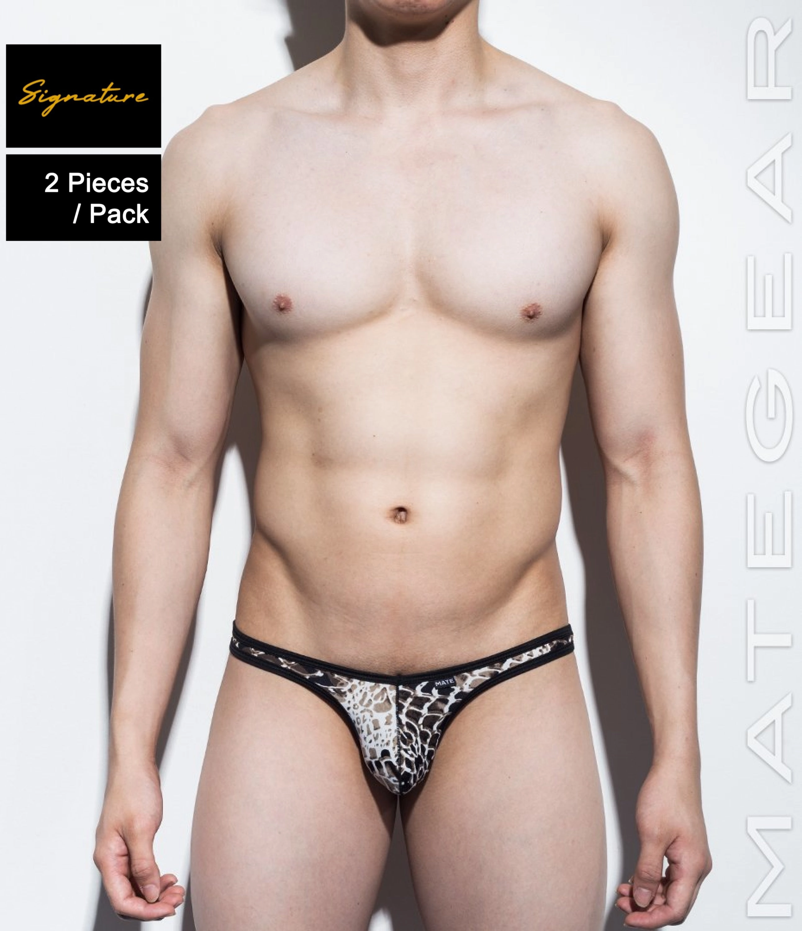 2pc/Pack Sexy Men's Underwear Ultra Bikini Briefs - Nan Song (V-Front / Tapered Sides) (Thin Nylon Special Fabric Signature Series)