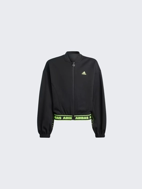 Adidas Dance Crop Full Zip Kids-Girls Sportswear Jacket Black/Carbon/Lemon