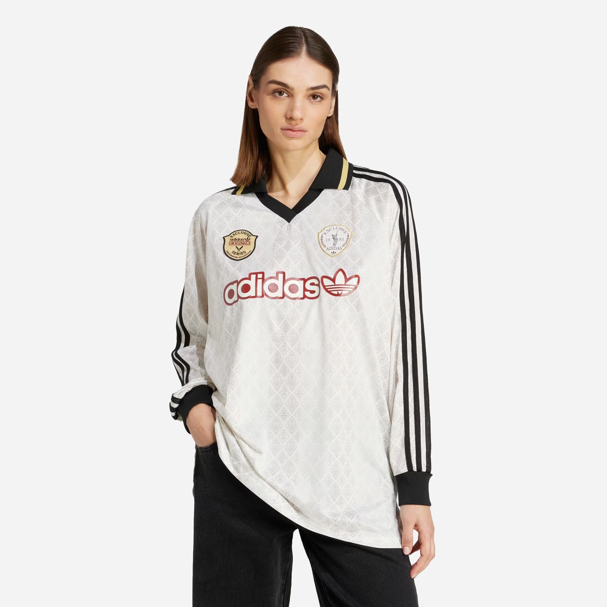 Adidas Originals | RETRO SPORTS CRICKET-INSPIRED LONG SLEEVE JERSEY { OFF WHITE