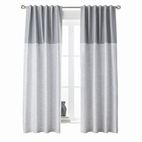 Better Homes & Gardens BHF174021717-41 Colorblock Rod Pocket & Back Tab Blackout Curtain Panel, 1PC, Silver, 50x84"