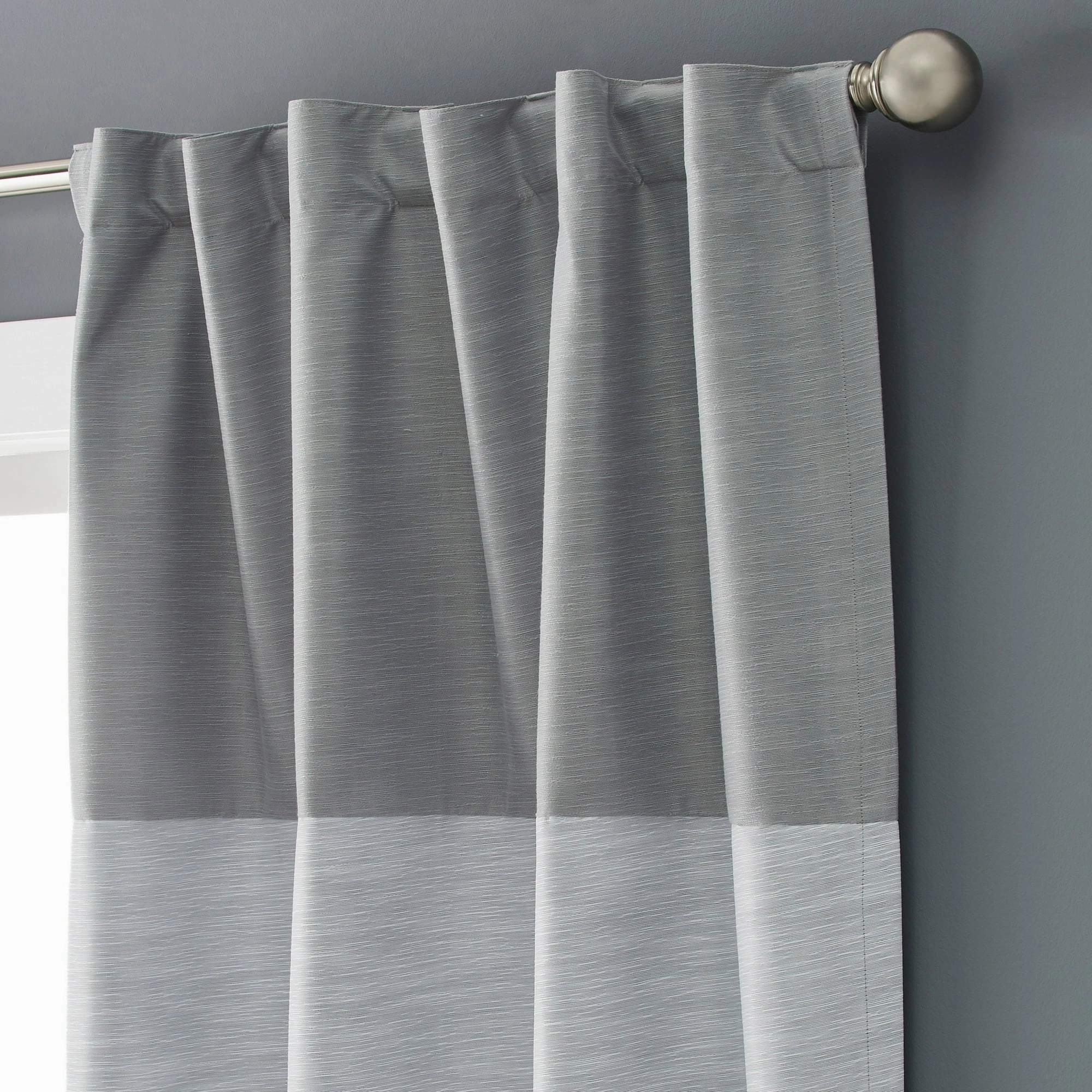 Better Homes & Gardens BHF174021717-41 Colorblock Rod Pocket & Back Tab Blackout Curtain Panel, 1PC, Silver, 50x84"