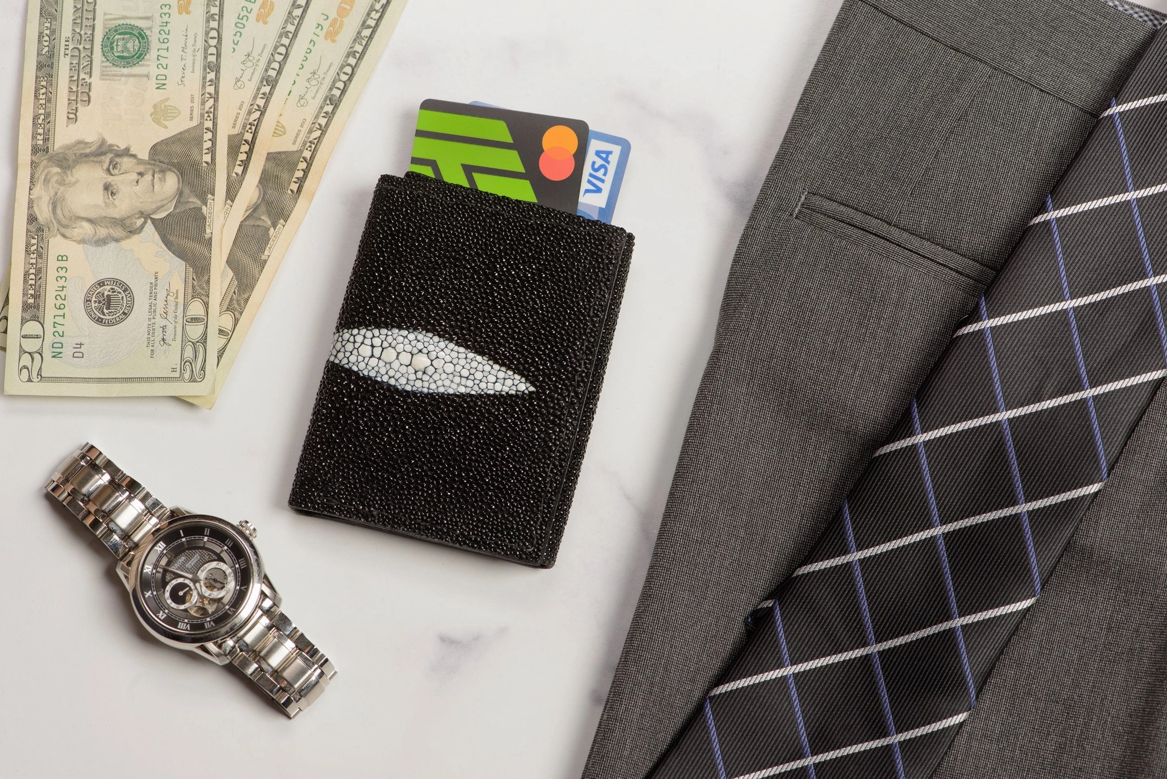 Black Stingray Trifold Wallet