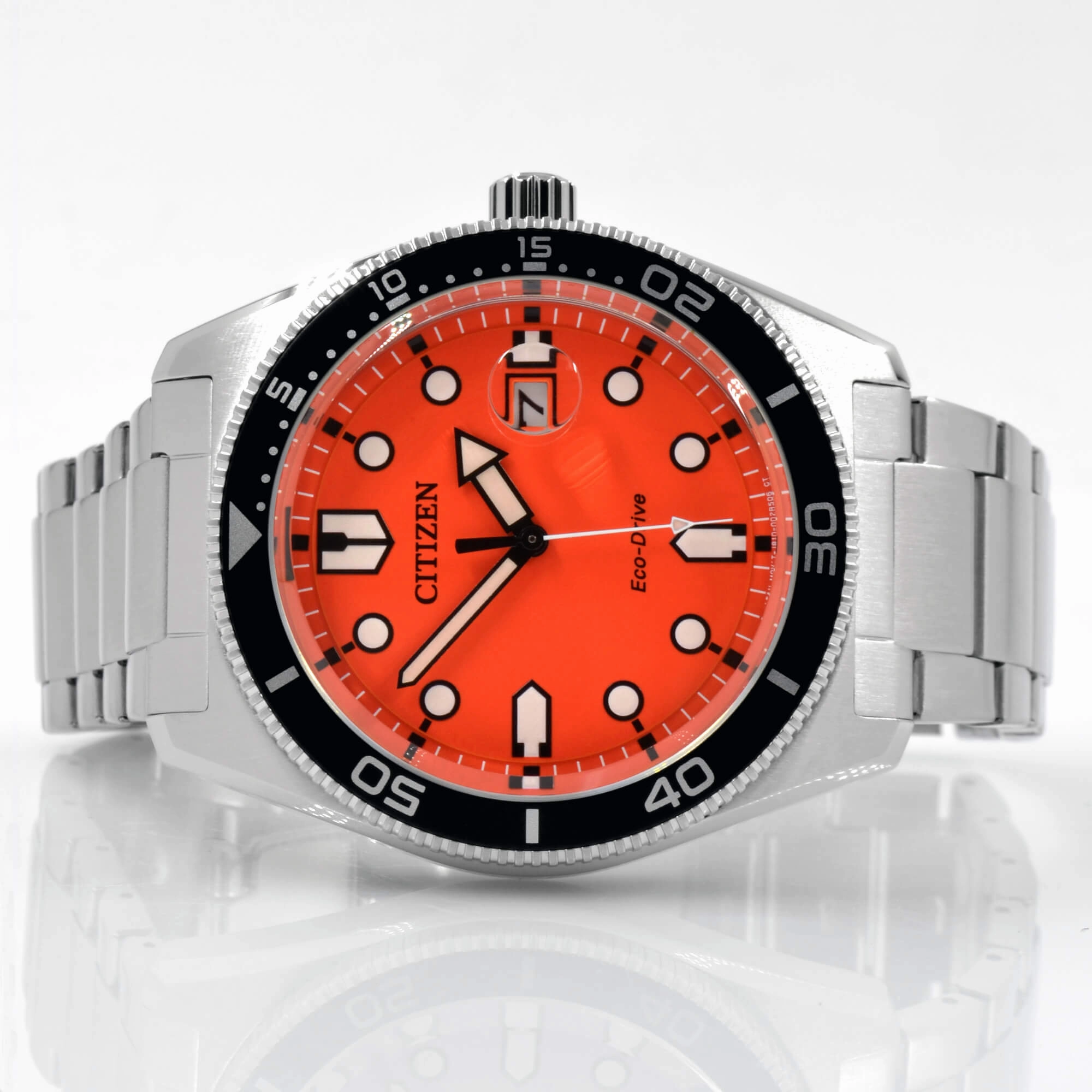 Citizen Men's Watch - Eco-Drive Orange Dial Stainless Steel Bracelet | AW1760-81X