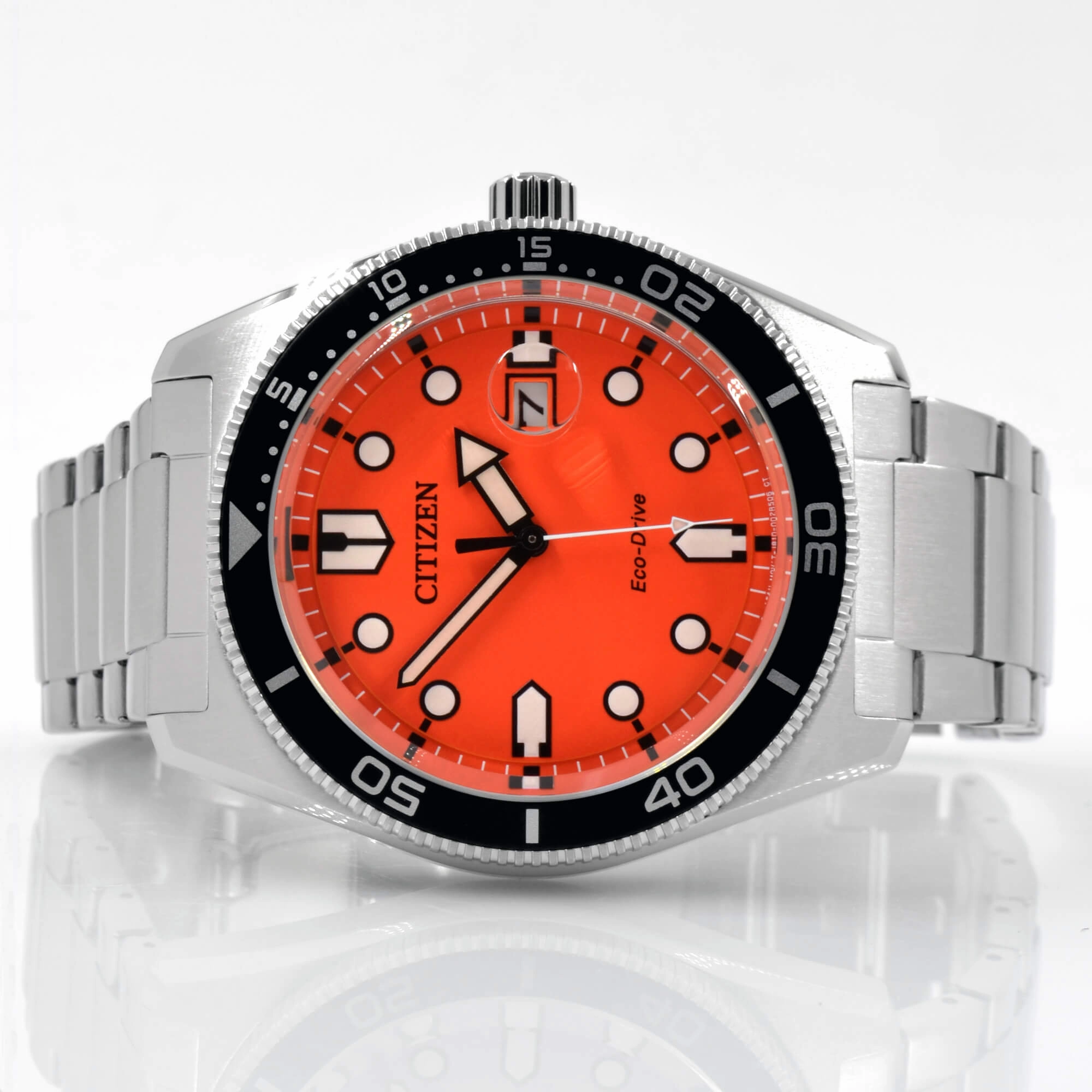 Citizen Men's Watch - Eco-Drive Orange Dial Stainless Steel Bracelet | AW1760-81X