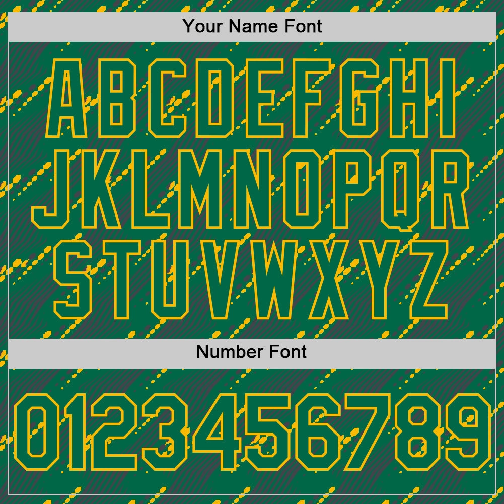 Custom Kelly Green-Gold 3D Pattern Design Slant Lines Authentic Baseball Jersey
