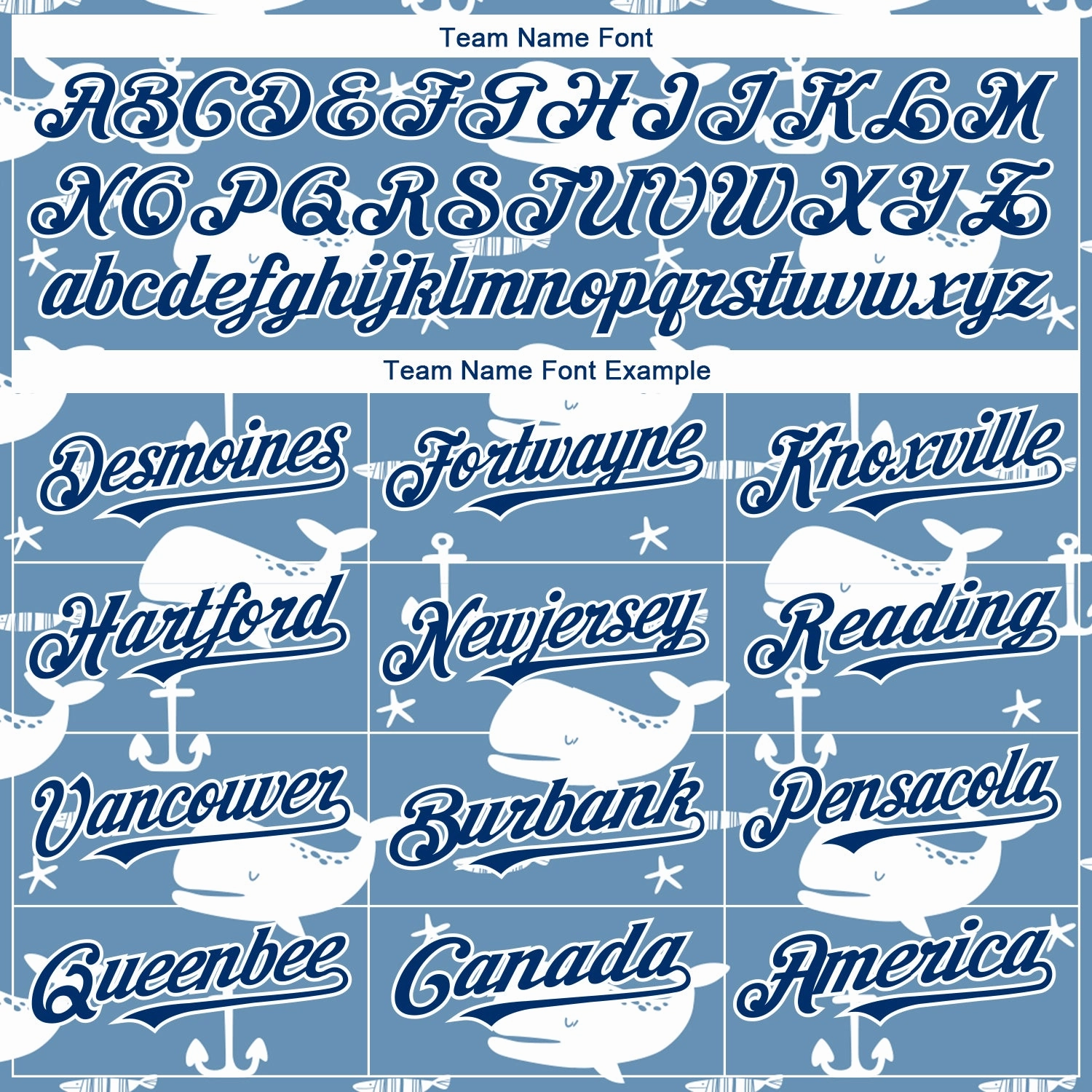 Custom Light Blue US Navy Blue-White 3D Pattern Design Whale Authentic Baseball Jersey
