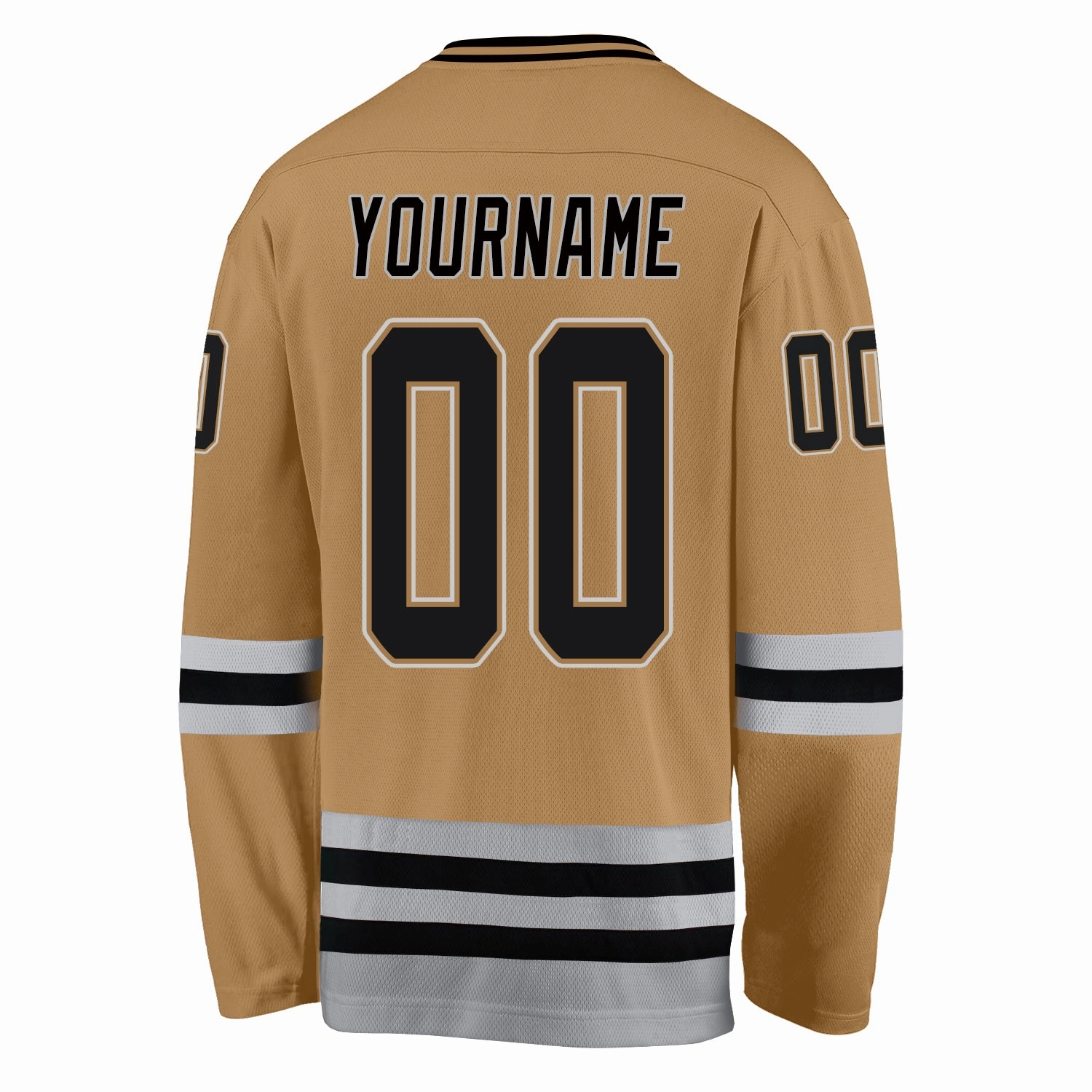 Custom Old Gold Black-Gray Hockey Jersey