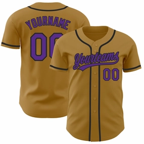 Custom Old Gold Purple-Black Authentic Baseball Jersey