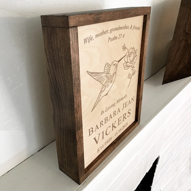 Custom Wall Mounted Wood Cremation Urn Plaque - Your Text or Art