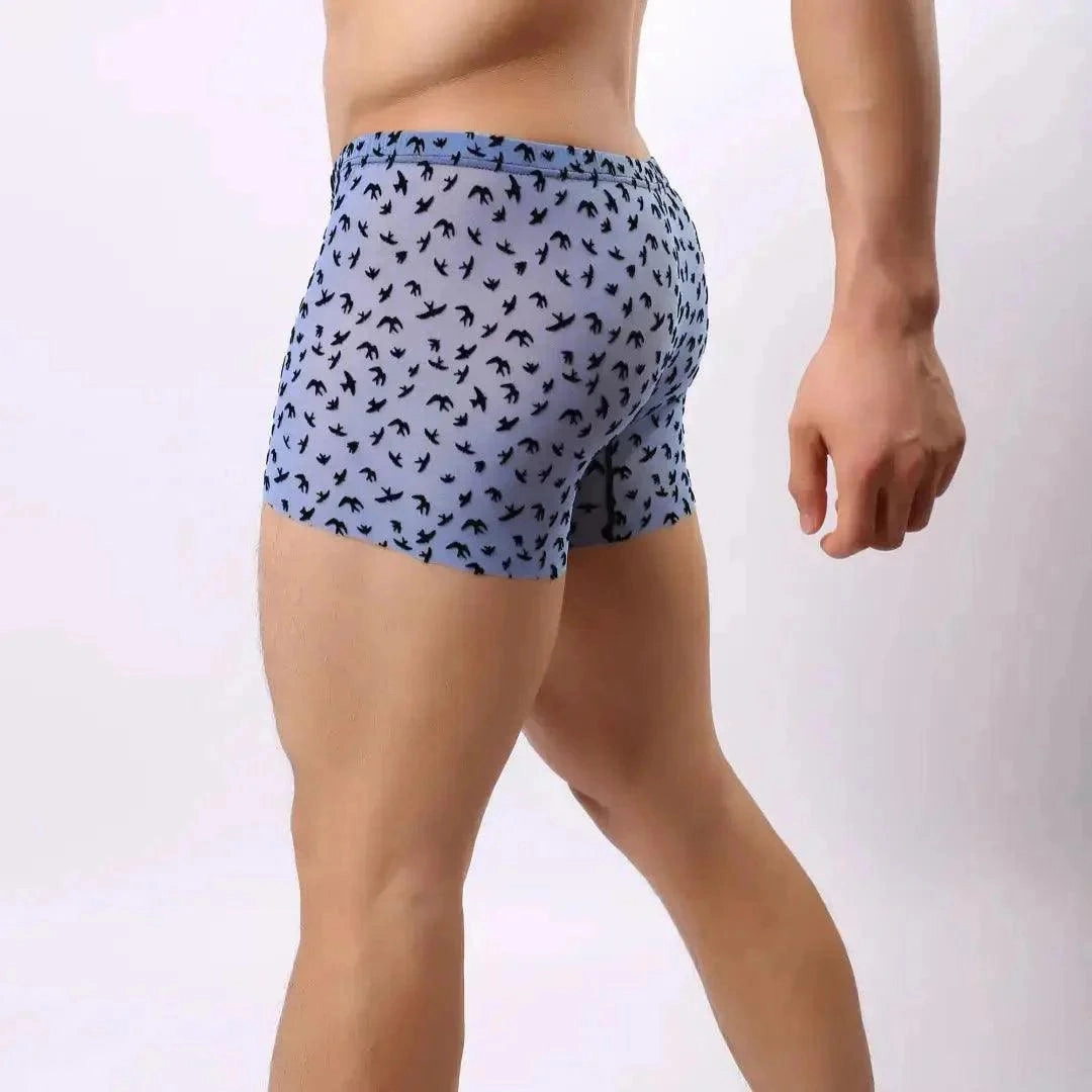DomiGe Men's Flocking Boxer Briefs - Soft Mesh Pouch Underwear for Men
