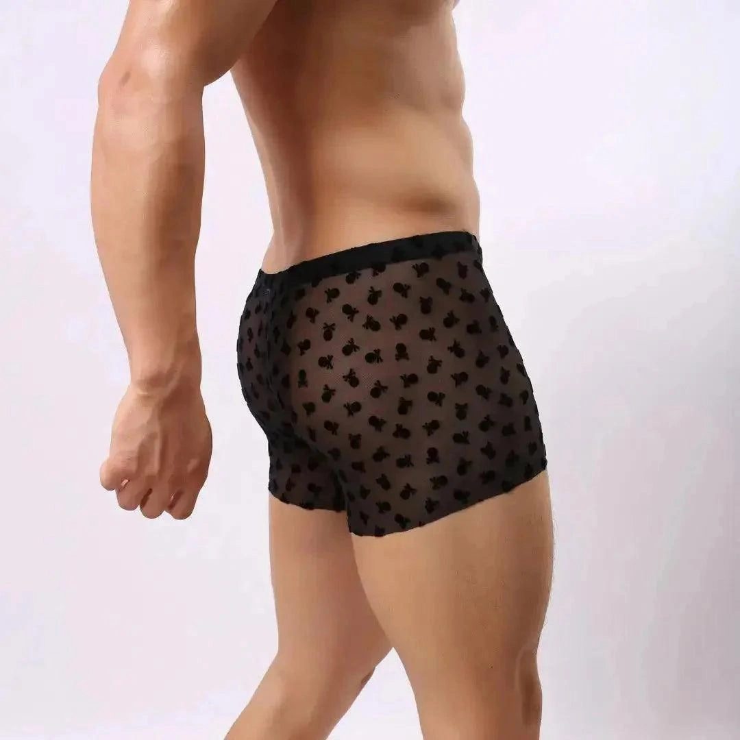 DomiGe Men's Flocking Boxer Briefs - Soft Mesh Pouch Underwear for Men
