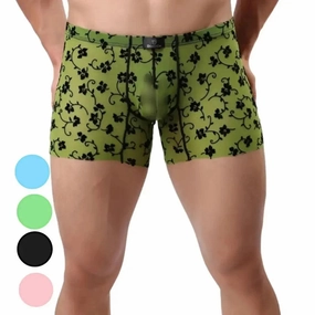 DomiGe Men's Flocking Boxer Briefs - Soft Mesh Pouch Underwear for Men
