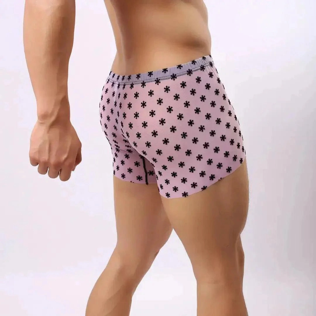 DomiGe Men's Flocking Boxer Briefs - Soft Mesh Pouch Underwear for Men