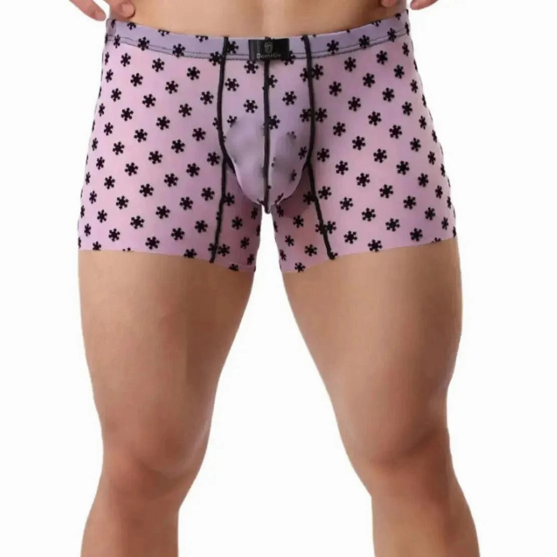 DomiGe Men's Flocking Boxer Briefs - Soft Mesh Pouch Underwear for Men