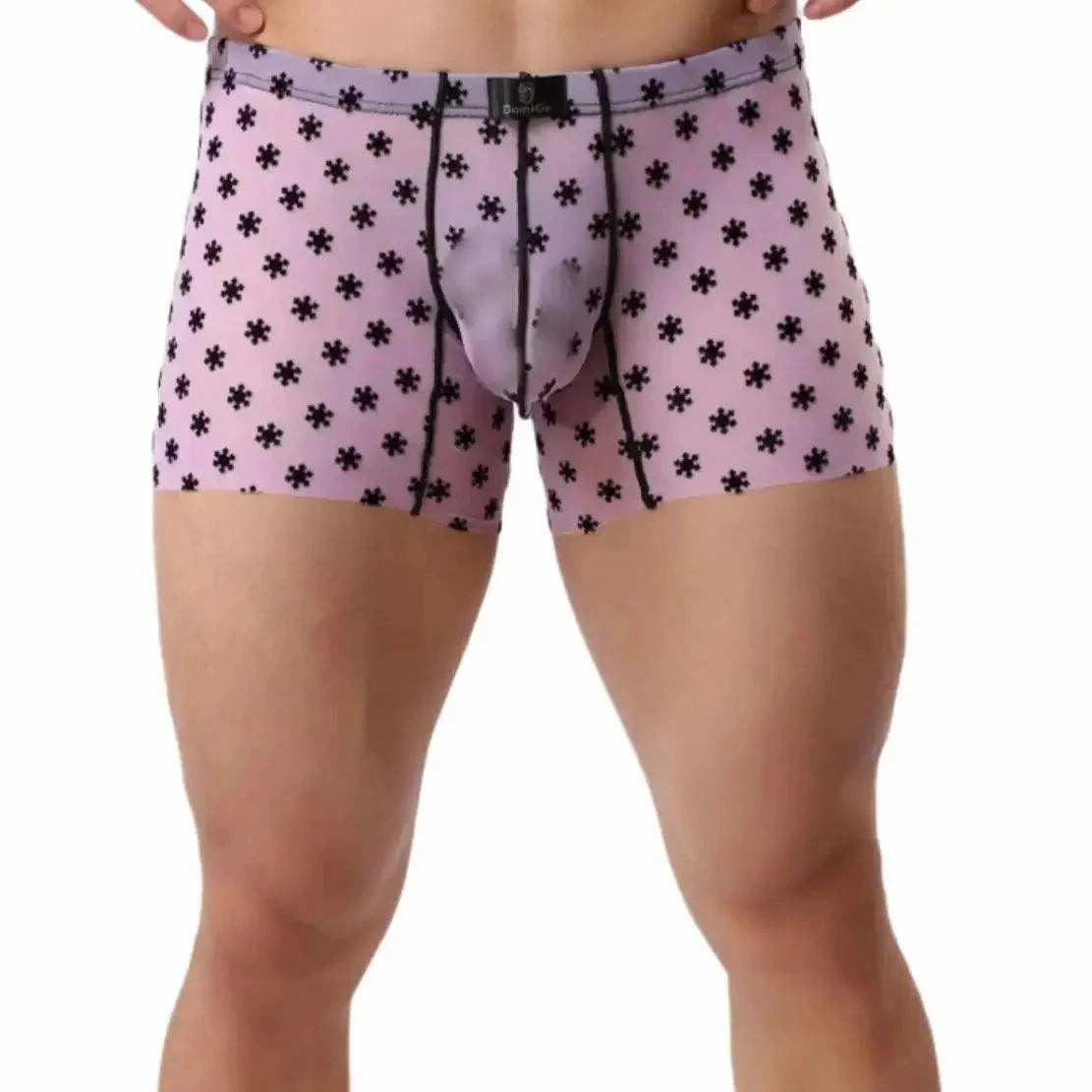 DomiGe Men's Flocking Boxer Briefs - Soft Mesh Pouch Underwear for Men