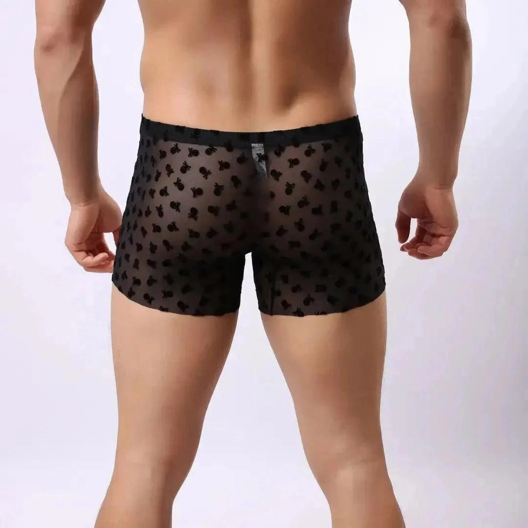 DomiGe Men's Flocking Boxer Briefs - Soft Mesh Pouch Underwear for Men