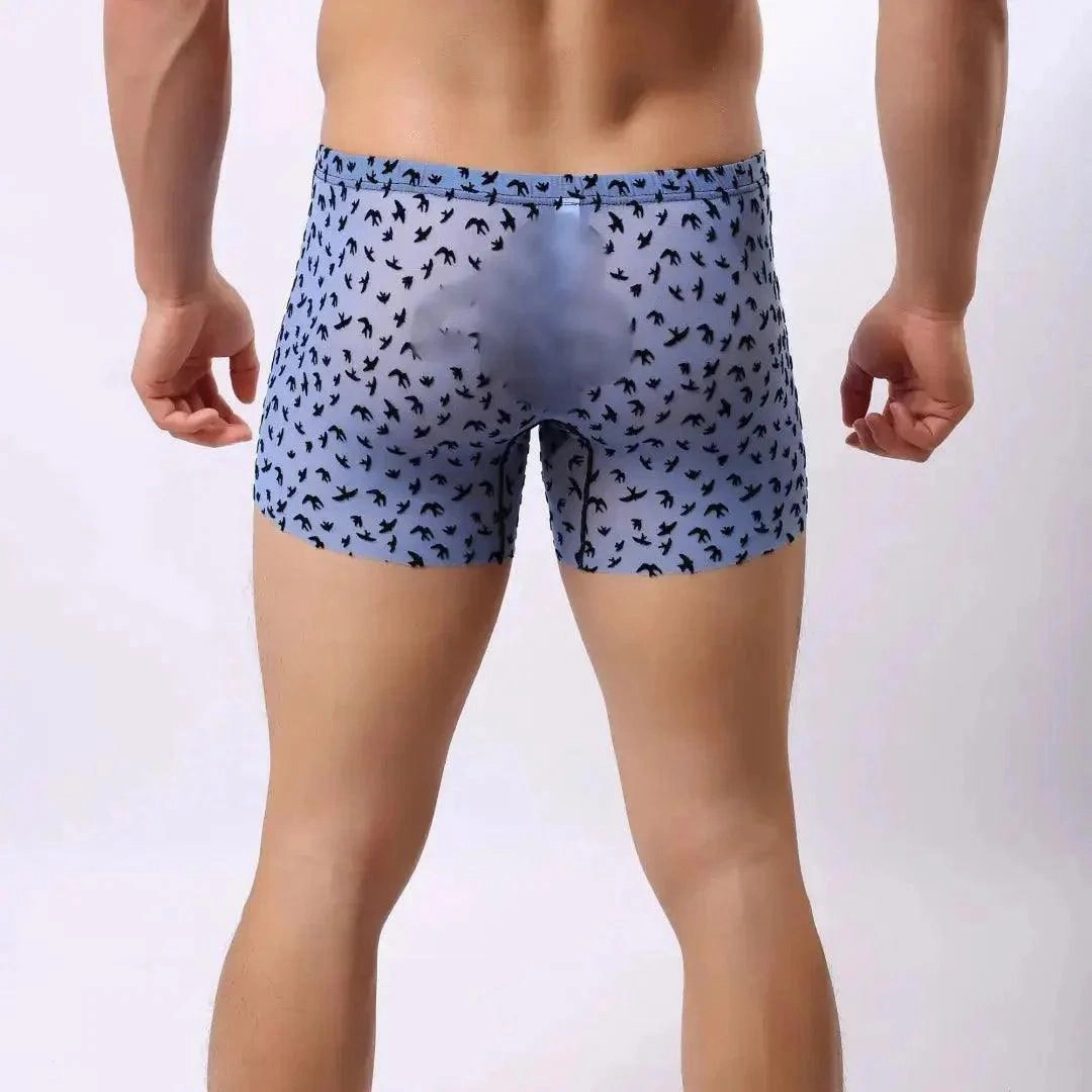 DomiGe Men's Flocking Boxer Briefs - Soft Mesh Pouch Underwear for Men