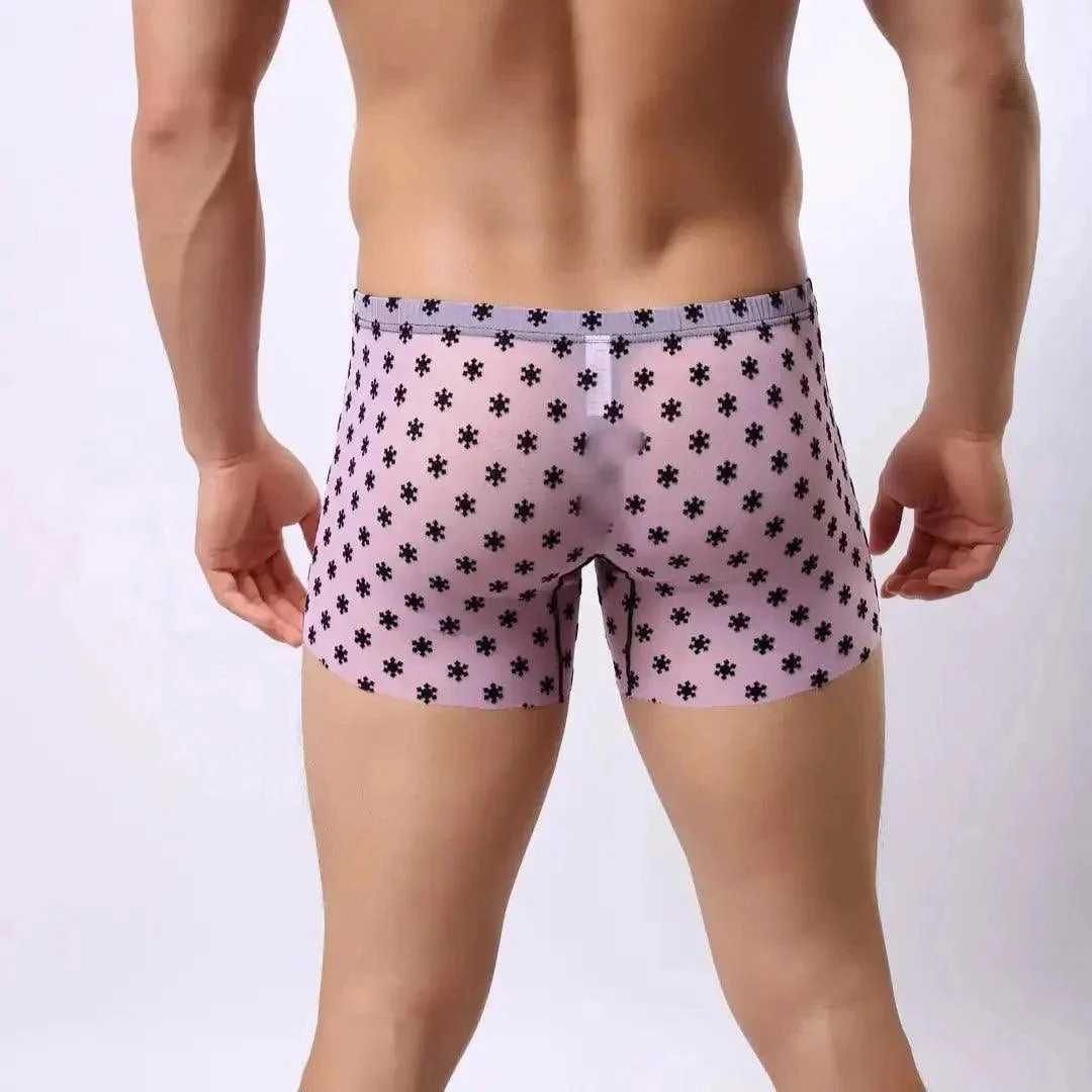DomiGe Men's Flocking Boxer Briefs - Soft Mesh Pouch Underwear for Men