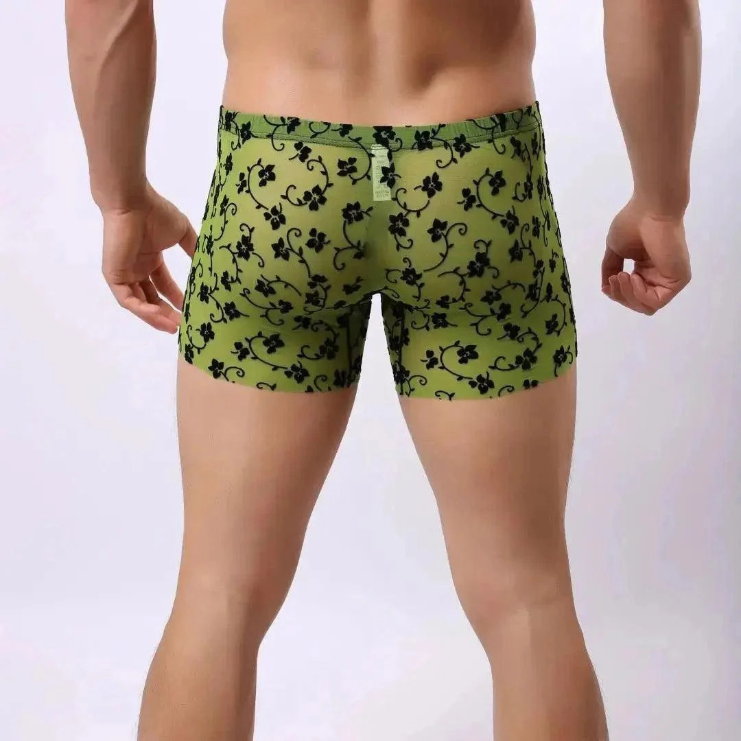 DomiGe Men's Flocking Boxer Briefs - Soft Mesh Pouch Underwear for Men