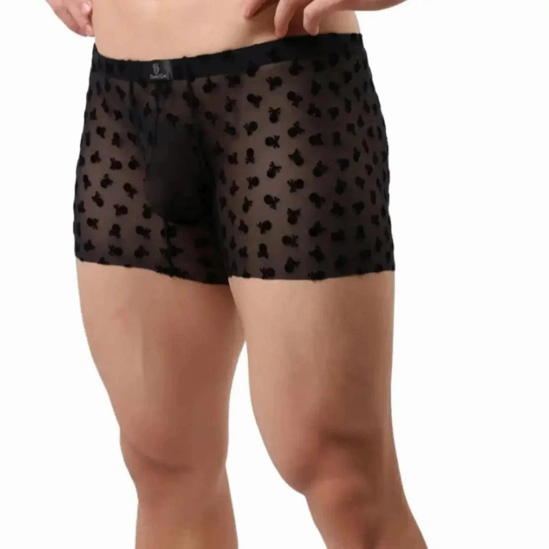 DomiGe Men's Flocking Boxer Briefs - Soft Mesh Pouch Underwear for Men