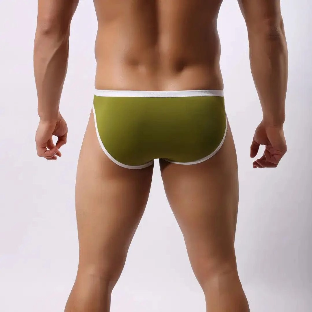 DomiGe Men's Ice Silk Briefs Mid-Waist Briefs Seamless Underwear