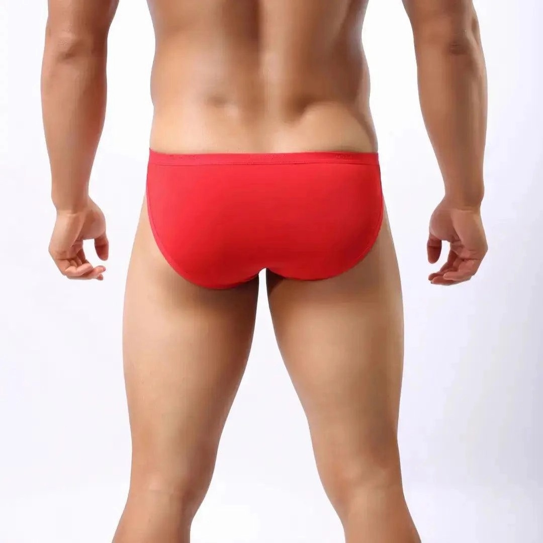 DomiGe Men's Ice Silk Briefs Mid-Waist Briefs Seamless Underwear