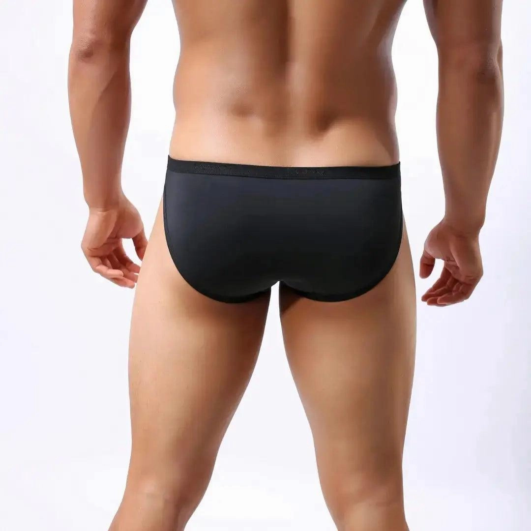 DomiGe Men's Ice Silk Briefs Mid-Waist Briefs Seamless Underwear