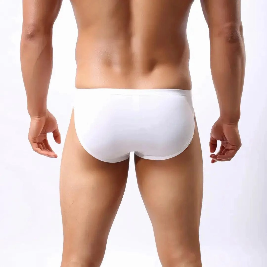 DomiGe Men's Ice Silk Briefs Mid-Waist Briefs Seamless Underwear