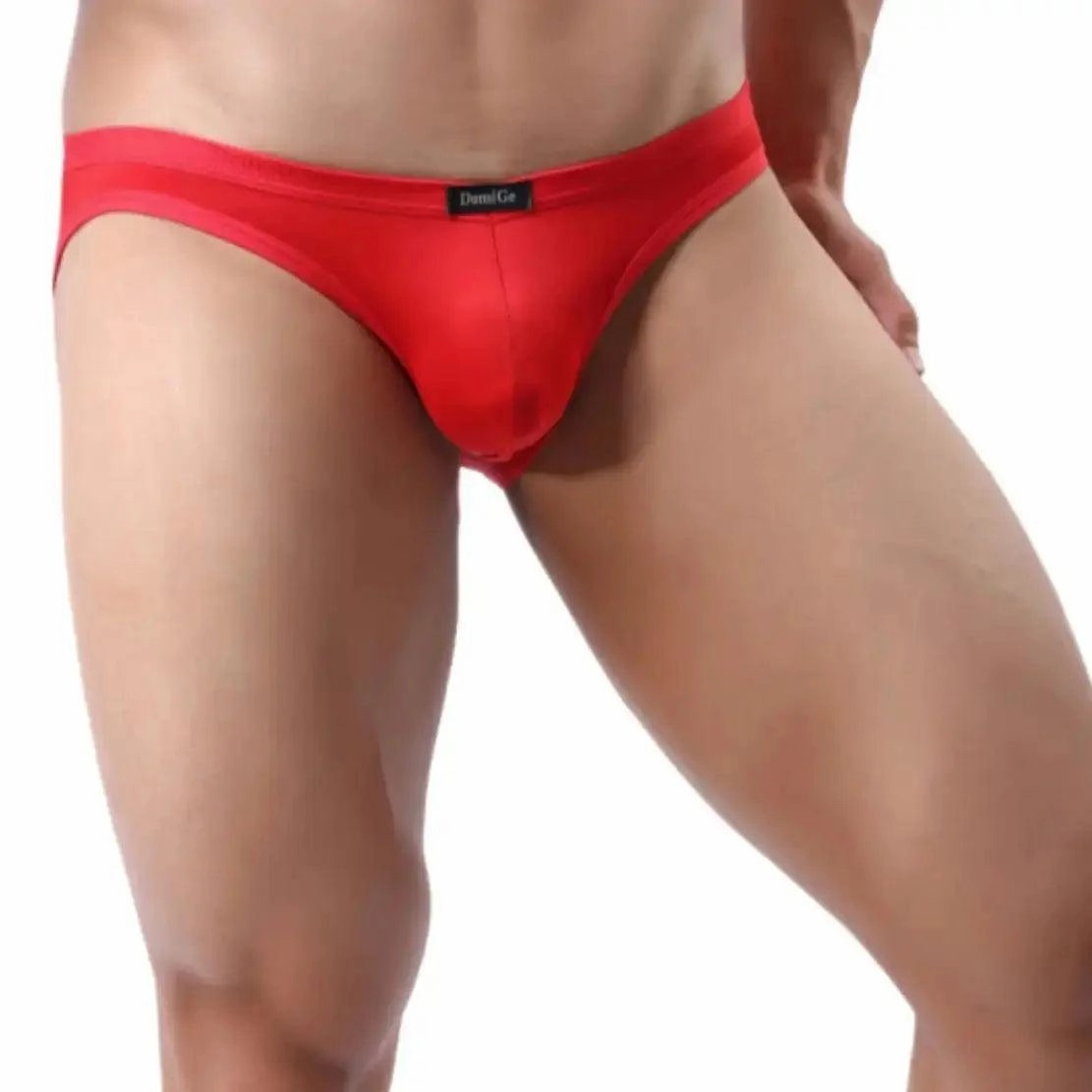 DomiGe Men's Ice Silk Briefs Mid-Waist Briefs Seamless Underwear