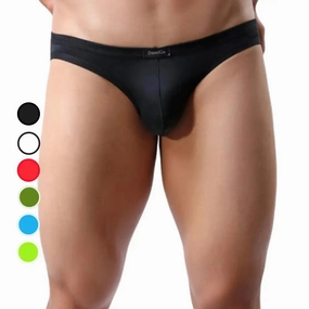 DomiGe Men's Ice Silk Briefs Mid-Waist Briefs Seamless Underwear