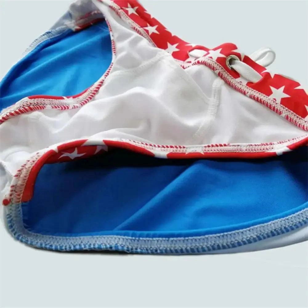 DomiGe Men's Low-Waist Sexy Swim Briefs National Flag Bikini