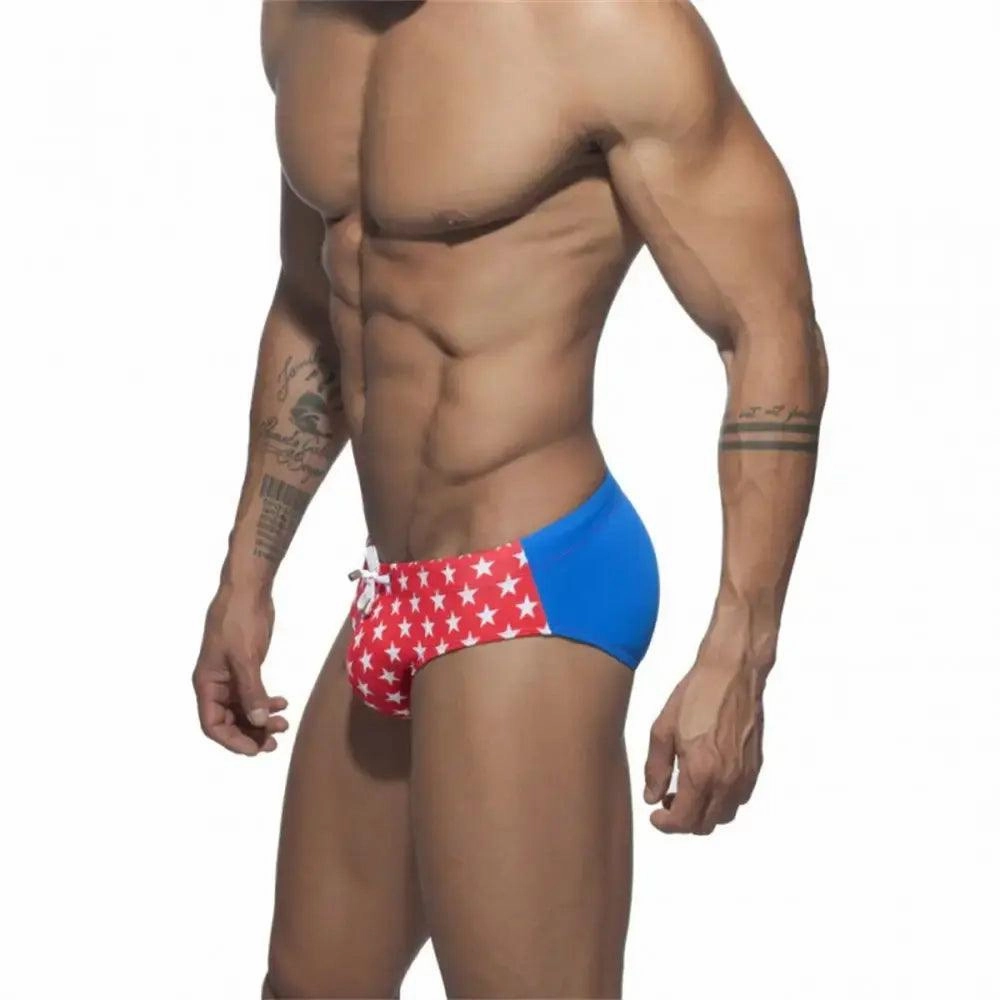 DomiGe Men's Low-Waist Sexy Swim Briefs National Flag Bikini