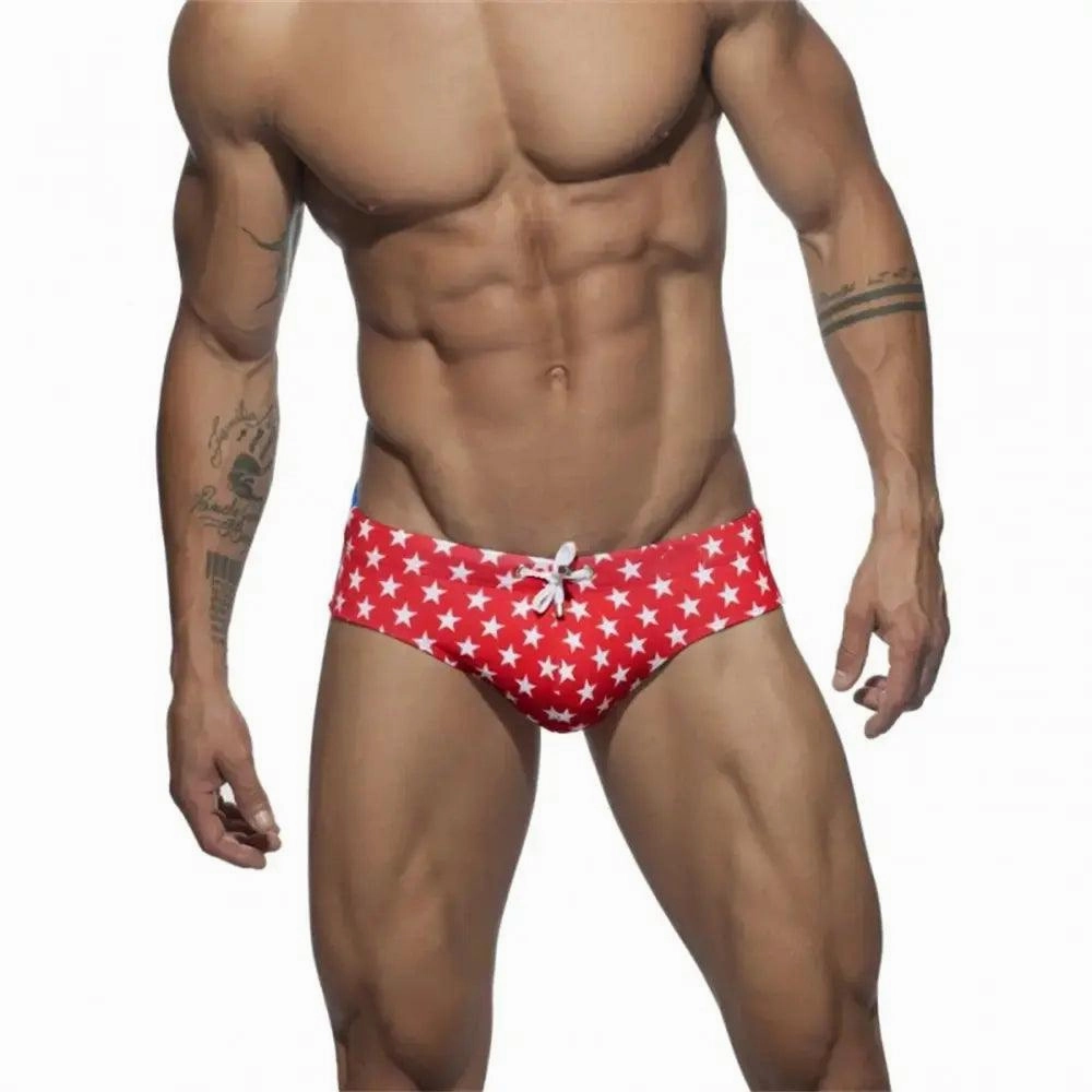 DomiGe Men's Low-Waist Sexy Swim Briefs National Flag Bikini