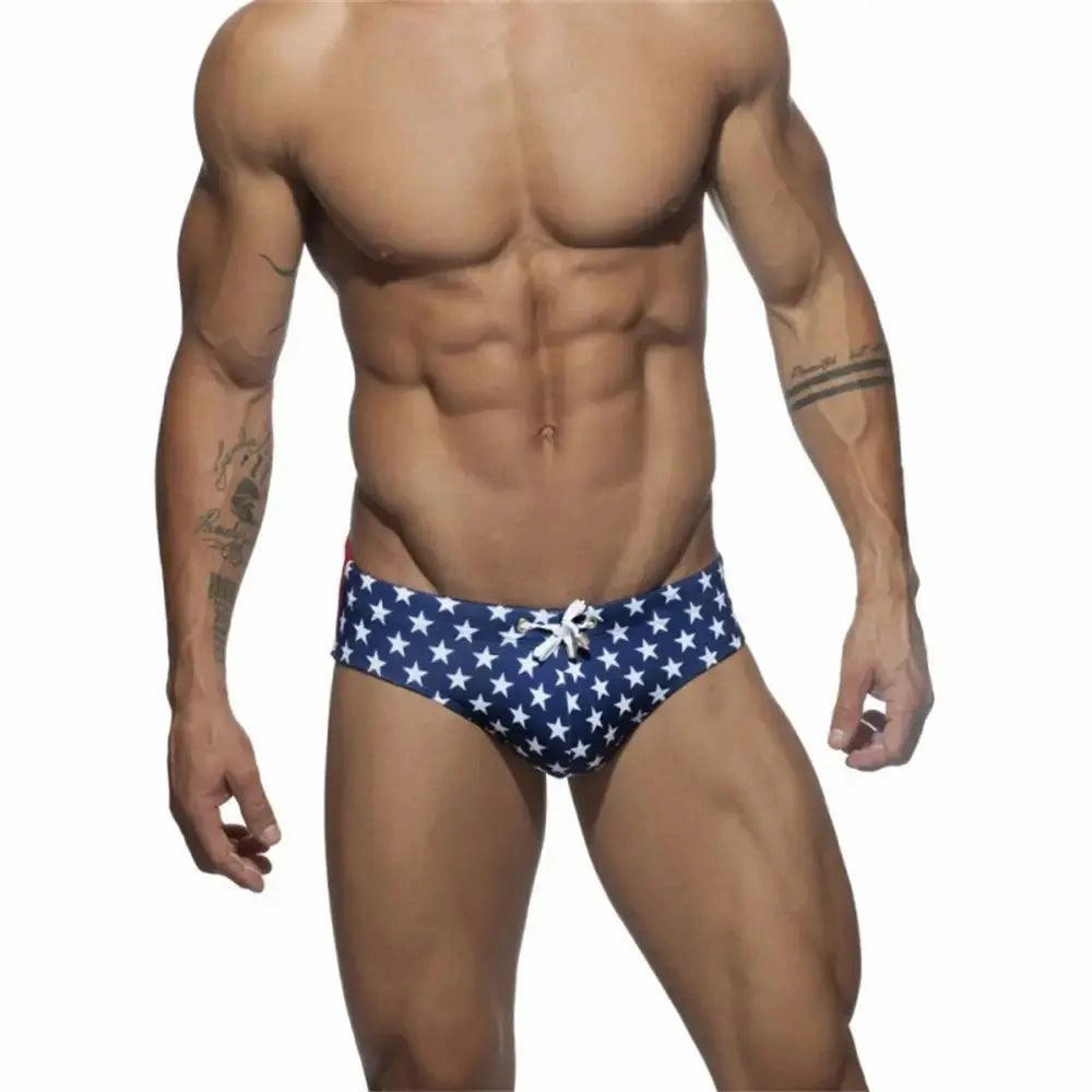DomiGe Men's Low-Waist Sexy Swim Briefs National Flag Bikini