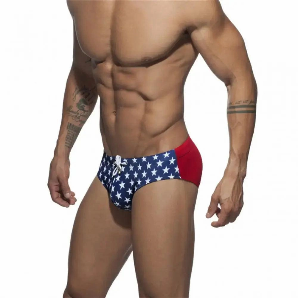 DomiGe Men's Low-Waist Sexy Swim Briefs National Flag Bikini