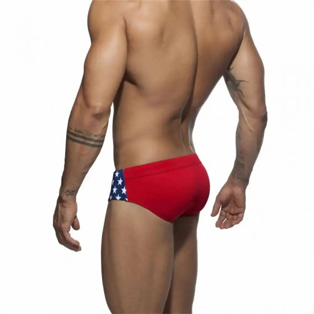 DomiGe Men's Low-Waist Sexy Swim Briefs National Flag Bikini