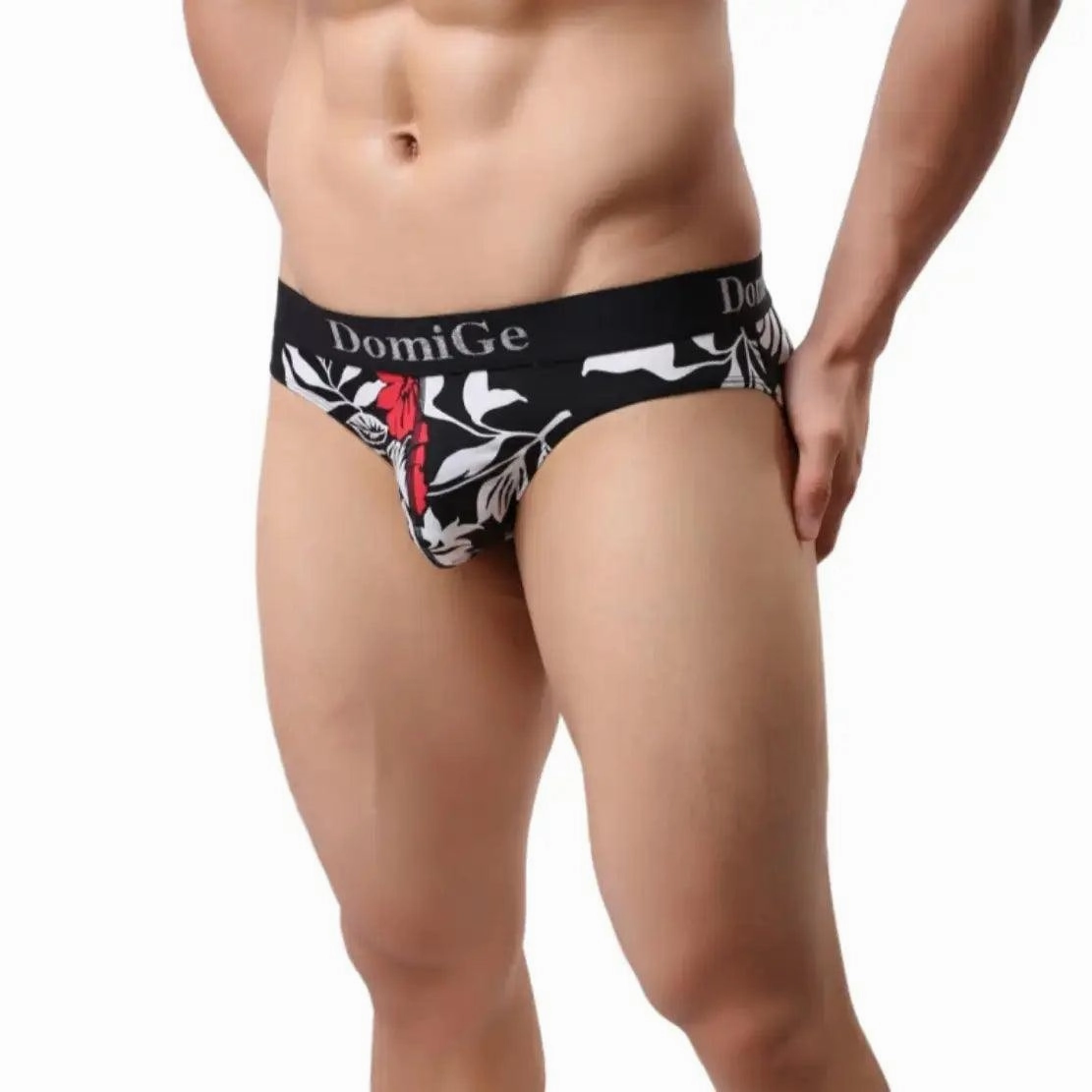DomiGe Men's Mid-Rise Floral Printed Briefs Male Underwear