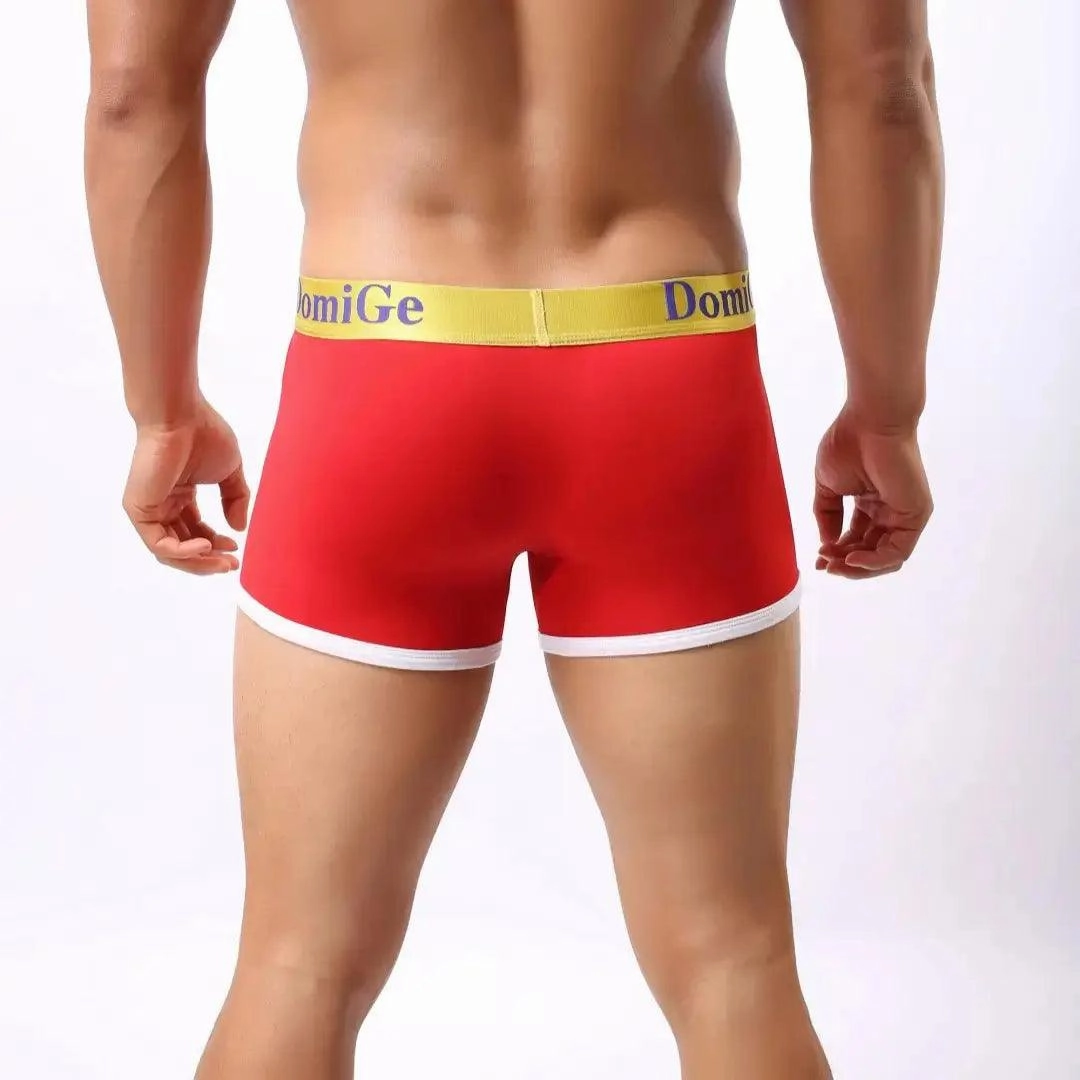 DomiGe Men's Mid-Waist Boxer Briefs U-Pouch Elastic Waistband Male Underwear