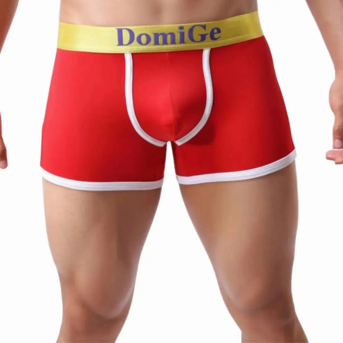 DomiGe Men's Mid-Waist Boxer Briefs U-Pouch Elastic Waistband Male Underwear