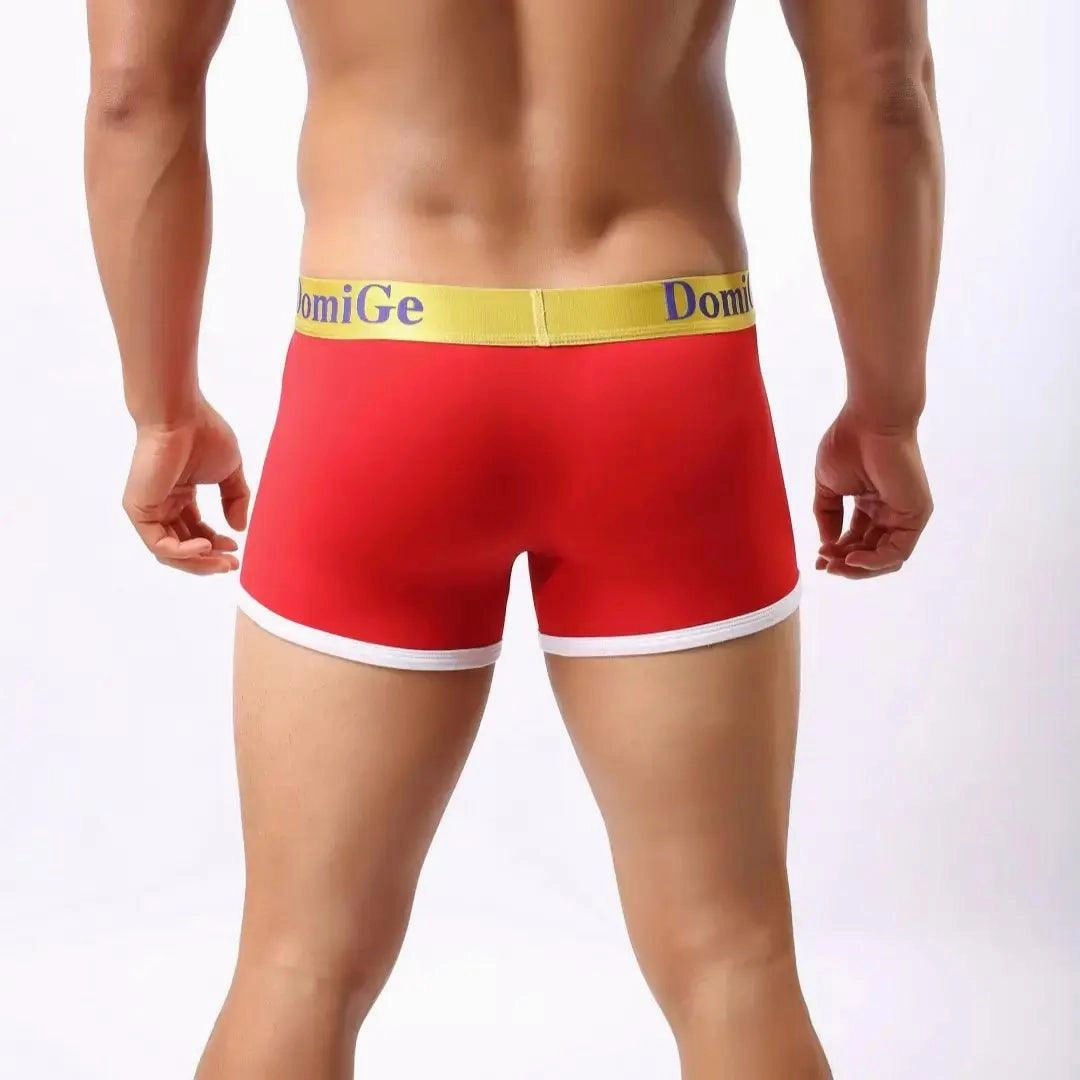 DomiGe Men's Mid-Waist Boxer Briefs U-Pouch Elastic Waistband Male Underwear
