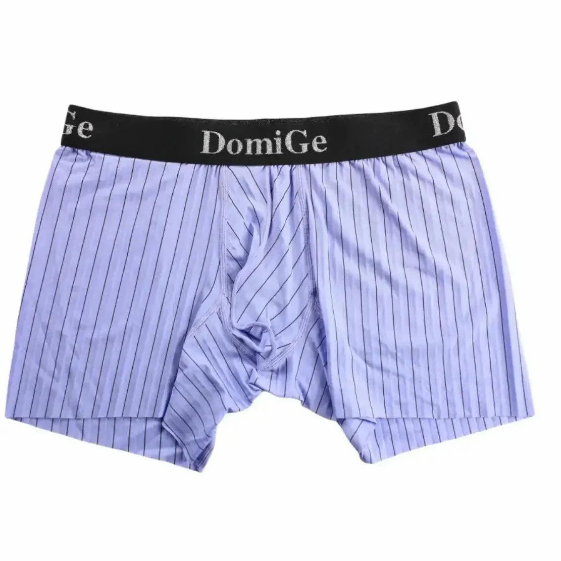 DomiGe Men's Striped Boxer Shorts - Ice Silk Mid-Rise Breathable Underwear