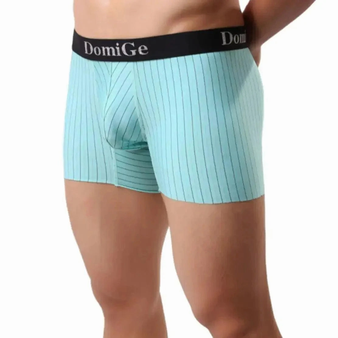 DomiGe Men's Striped Boxer Shorts - Ice Silk Mid-Rise Breathable Underwear
