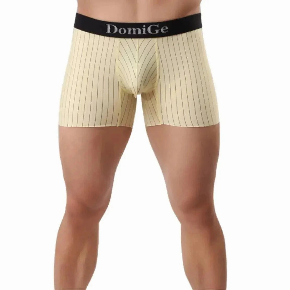 DomiGe Men's Striped Boxer Shorts - Ice Silk Mid-Rise Breathable Underwear