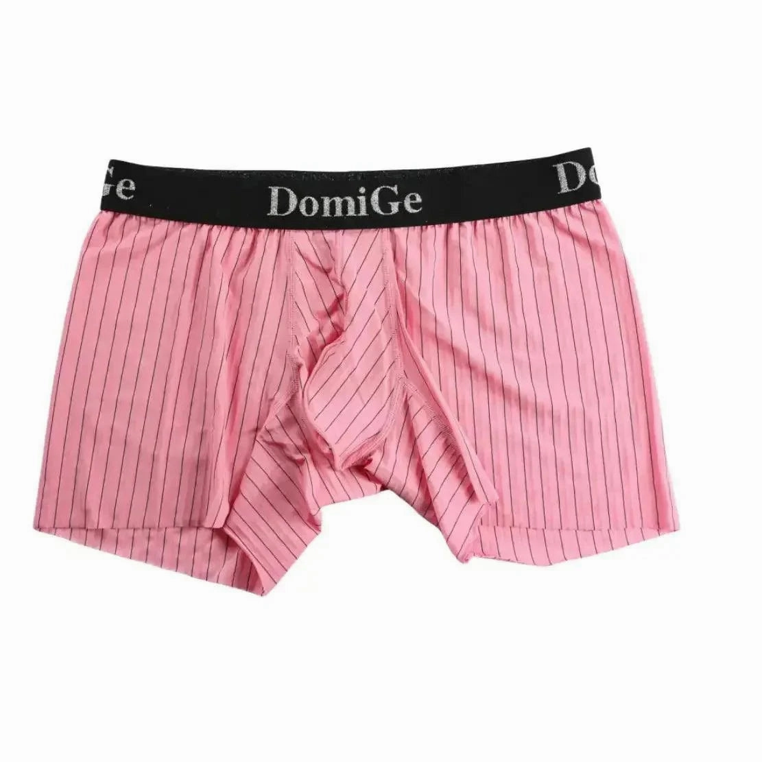DomiGe Men's Striped Boxer Shorts - Ice Silk Mid-Rise Breathable Underwear