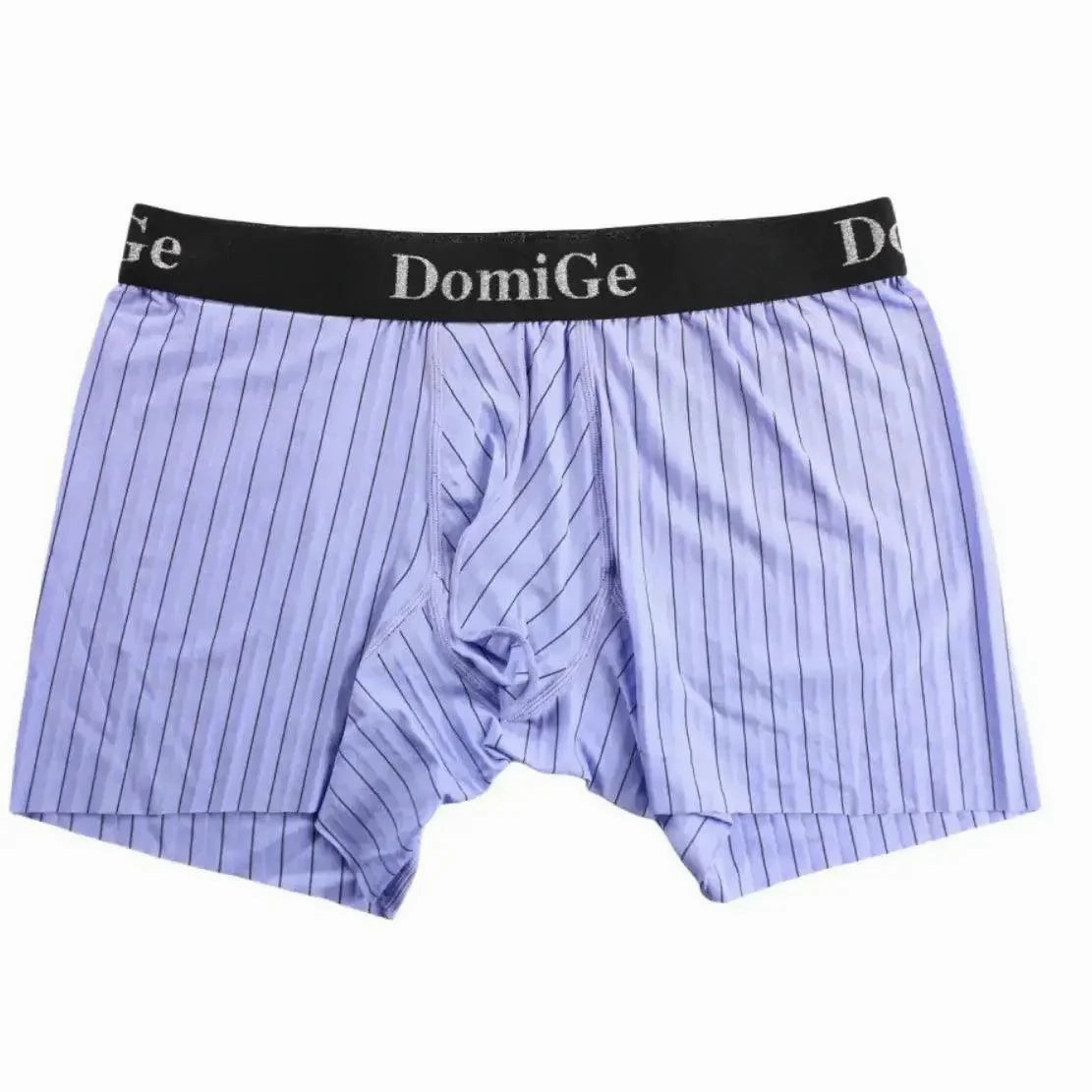 DomiGe Men's Striped Boxer Shorts - Ice Silk Mid-Rise Breathable Underwear